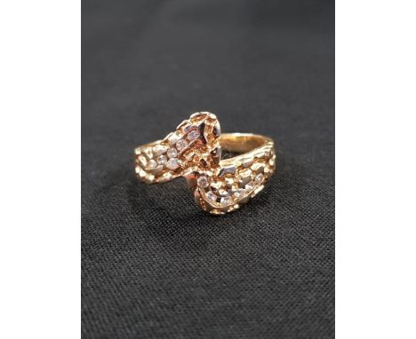 14 CARAT YELLOW GOLD &amp; DIAMOND SNAKE RING 5 GRAMS 
