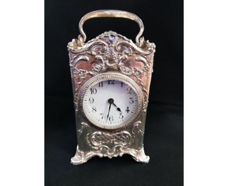 SILVER CASED CARRIAGE CLOCK HALLMARKED STERLING 