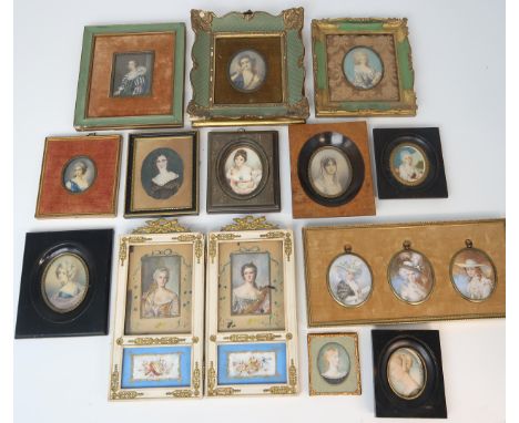 A QUANTITY OF MISCELLANEOUS DECORATIVE PORTRAIT MINIATURES (19/20thC) (16) Cites 9XOBNGQR Condition Report:Fair condition