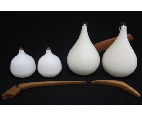 A LOT OF MID 20TH CENTURY UNO &amp; OSTEN KRISTIANSSON LIGHT FIXTURES&nbsp; to include twin pendant ceiling light with teak m