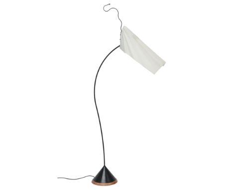 A 20TH CENTURY RICCARDO DALISI FOR OLUCE "SISTER" STANDARD LAMP&nbsp; with cream plastic shade on black anodised serpentine u