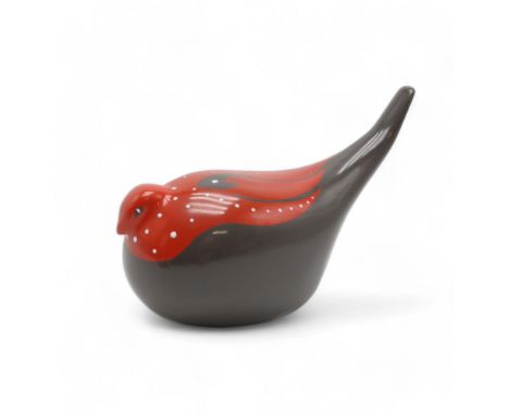 COLIN MELBOURNE FOR BESWICK  A 1950's Dove, model number 1413, glazed in shades of charcoal grey, red and white gloss, unsign