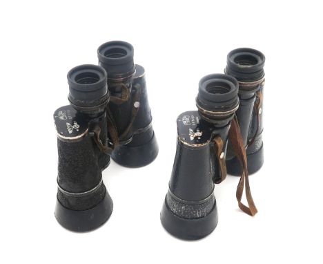 TWO PAIRS OF WW2 GERMAN THIRD REICH D.F.7x50 BINOCULARS BY CARL ZEISS, JENA Both bearing Reichsadler flanked "M" and "IV/1" o