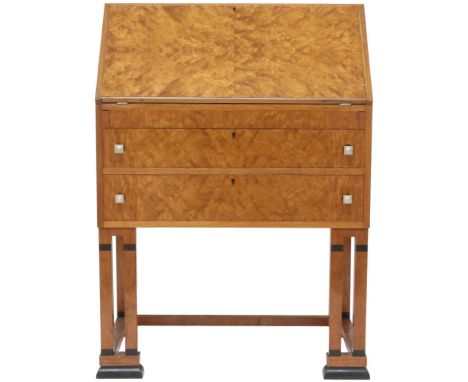 AN ART DECO  WARING & GILLOWS LTD, LANCASTER ART DECO WRITING BUREAU  with fitted fall front writing compartment over two lon