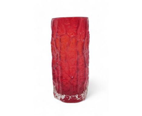 GEOFFREY BAXTER (BRITISH - 1922-1995) FOR&nbsp;WHITEFRIARS BARK VASE in Ruby colourway , 22.5cm high Condition Report:Availab
