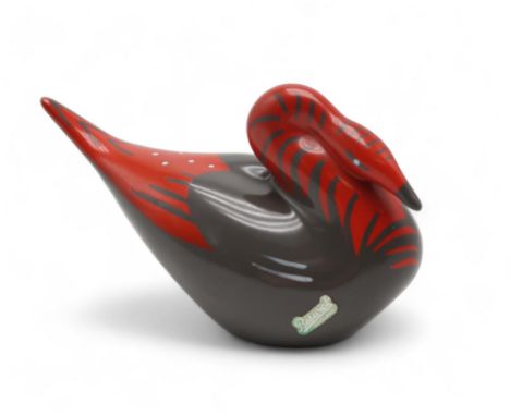 COLIN MELBOURNE FOR BESWICK  A 1950's Goose, model number 1471, glazed in shades of charcoal grey, red and white gloss, unsig
