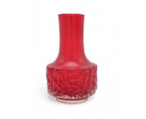 GEOFFREY BAXTER (BRITISH - 1922-1995) FOR WHITEFRIARS MALLET VASE in Ruby colourway, pattern number 9818, 18cm high Condition