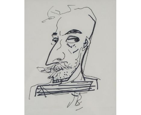 JOHN BYRNE RSA (SCOTTISH 1940-2023) SELF PORTRAIT - SKETCH (2017) Ink, signed with initials lower centre, 19 x 15cm (7.5 x 6"