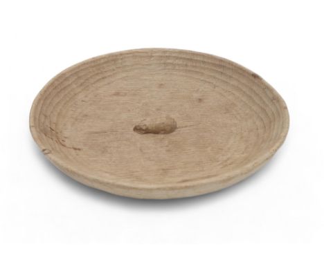 ROBERT MOUSEMAN THOMPSON OF KILBURN OAK FRUIT BOWL with carved mouse to centre of bowl, 28.5cm diameter Condition Report:Some