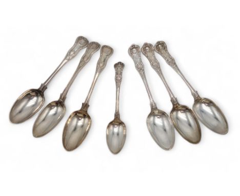 A COLLECTION OF WILLIAM IV AND LATER FLATWARE including three Kings pattern tablespoons, by&nbsp;William M Traies, London, th