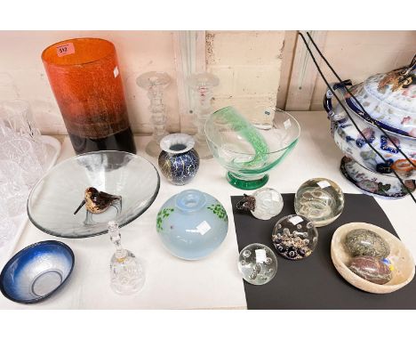 A selection of glassware, bowls, Caithness vases etc 