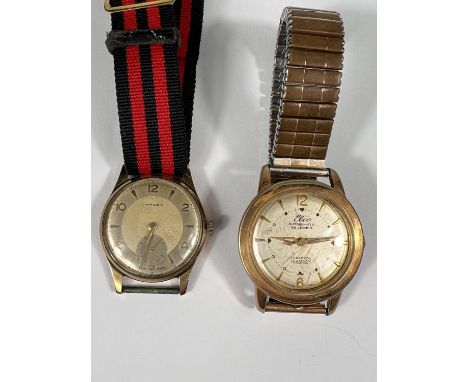 A mid 20th century gents 9ct gold backed Rotary wristwatch and another wristwatch 