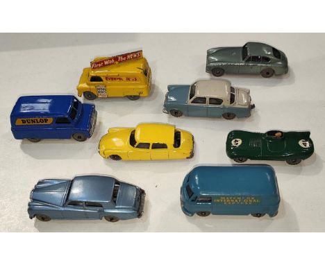 Matchbox - 8 unboxed mostly very good to excellent inc. 25 (Dunlop Van), 34 (VW), 41 (D Type), 66 (DS19), 42 (Evening News) 