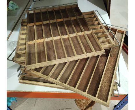 8 vintage wooden printers trays 