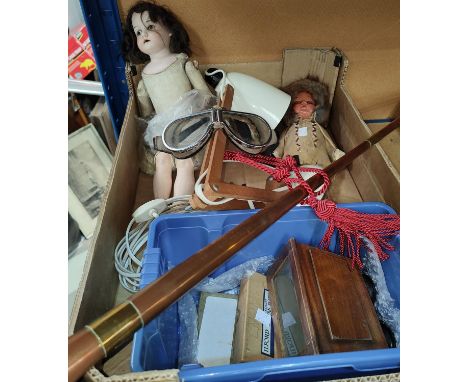 An Unis France Stereoscopic viewer, slides, two vintage doll pot head a.f&nbsp; 