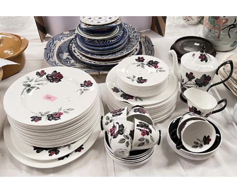 A selection of blue and white ceramics and other vases etc. + Royal Albert Masquerade part tea service (a.f.) 