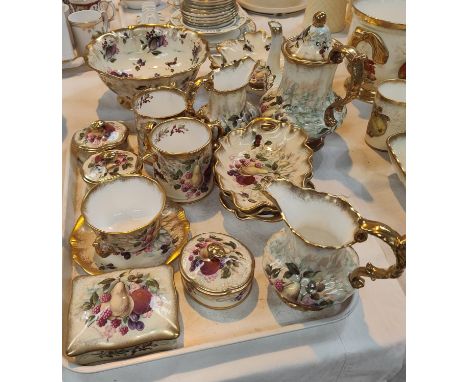 A selection of Hammersley china and teaware decorated with fruit, some signed "R J Billings", 18 pieces approx.Overall looks 