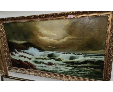 Jack R Mould: Large sea scape 50 x 90cm and 3 smaller 
