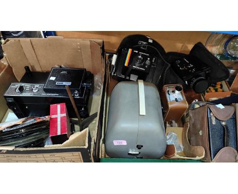 A selection of vintage photography equipment, still and cine cameras 