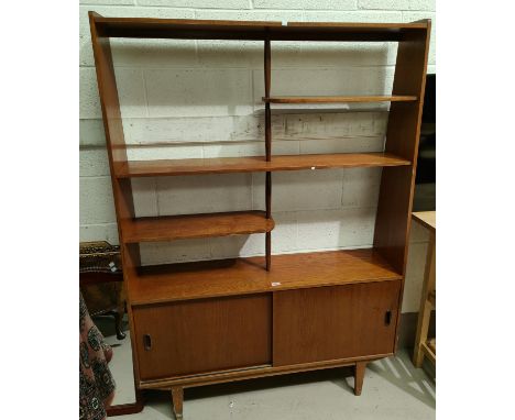 a 1960's 'G Plan' style, teak room divider with 3 shelves & double cupboard underneath.Width 122cm x height 175cm x depth 30c