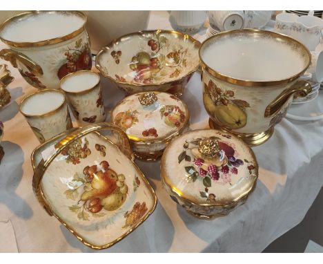 Two Hammersley "Autumn Gold" jardinières; 5 similar pieces.Overall good condition. Please note that there are only two jardin