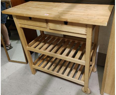 A modern butcher's block; a step stool; a shoeshine box; a small stool 
