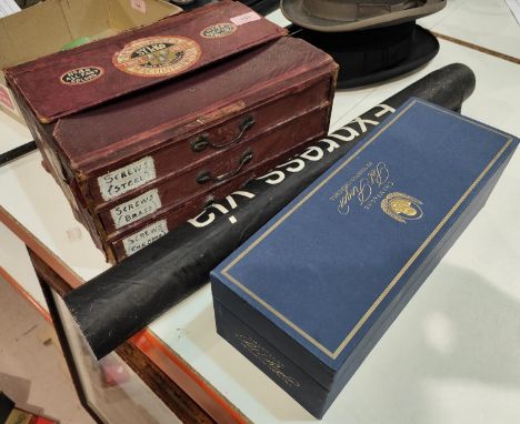A vintage Dewhurst's Sylko shell machine twist box a Paul Roger Sir Winston Churchill Champagne box (empty) and a vintage bus