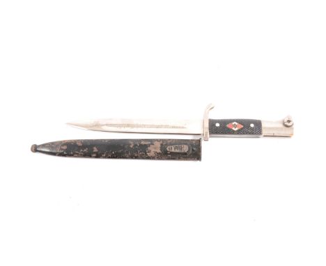 German WWII style dagger, perhaps a replica, Hitler Youth style, the blade engraved "Wachgefolgschaft Artur Axmann", 19.5cm b
