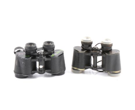 A cased pair of Photopia binoculars, 8 x 30; a cased pair of Belmont Swift binoculars, 8 x 30; an ACC Distinguished Service M