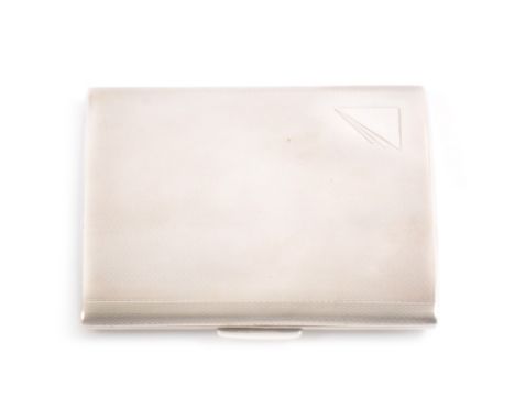 Silver cigarette case, A over AP mark, Birmingham 1935, engine-turned Art Deco decoration, gilt lining, 8.5cm height and widt