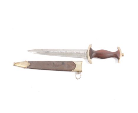 German WWII SA dagger, the blade engraved "Alles fur Deutschland" and marked for GEBR. BECKER, Solingen, 22cm blade, wooden h