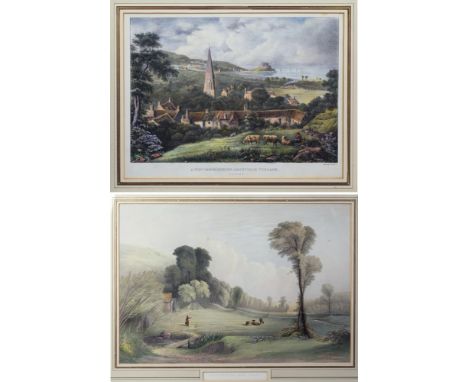 after John Le Capelain (British, 1812-1848), 'Valley of Queen's Farm, Jersey', hand coloured lithograph, c.1847, 14¼ x 21in. 