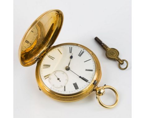 A Victorian 18ct gold full hunter fusee pocket watch by Edward Hayward of Folkestone, the key wind gilt full plate movement s
