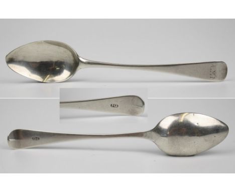 An early 19th century Channel Islands silver tea spoon, maker's mark JQ struck once (Jacques Quesnel, Jersey, 1781-1843), wit