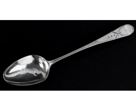 An early 19th century Channel Islands silver table spoon, maker's mark IP struck three times (Jean Le Page, Guernsey, 1803-36