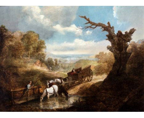 After Thomas Gainsborough, late 18th century, 'The Brook by the Way' , oil on canvas laid on board , 17½ x 22½in. (57 x 44cm.