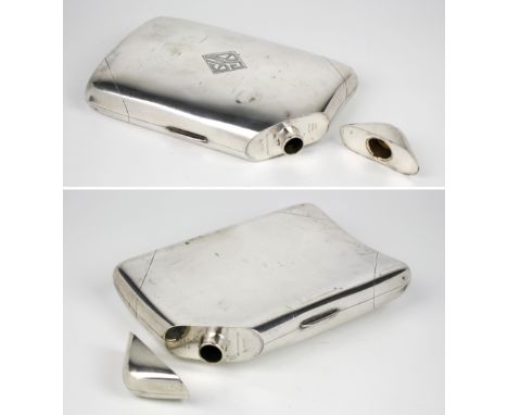 A very rare 19th century American novelty silver drinking flask, by Gorham, marked 'Sterling B 7463', dating it to c.1869, th