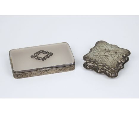 A Continental silver and frosted glass card case, imported by Steinhart &amp; Co., Birmingham 1926, the frosted clear glass l