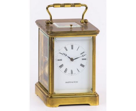 A Matthew Norman for Mappin &amp; Webb repeating carriage clock, late 20th century, the lacquered brass corniche case enclosi