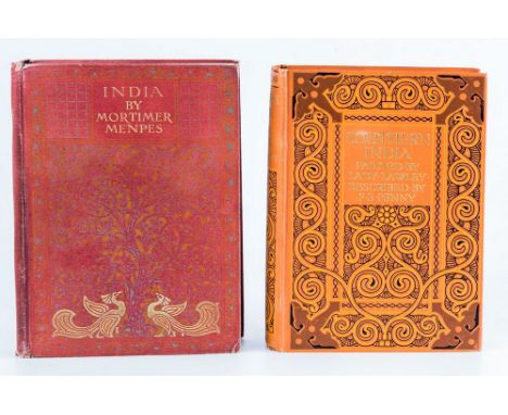 Menpes, Mortimer, 'India', first edition, A. &amp; C. Black, 1905, decorative cloth boards with gilt text and avian pictorial