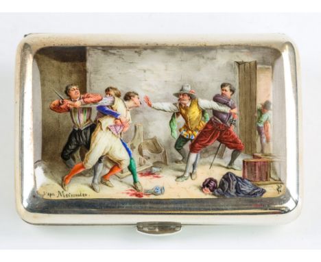 A Victorian silver and enamel cigarette case by Sampson Mordan &amp; Co., London, 1891, of rounded rectangular form, the hing