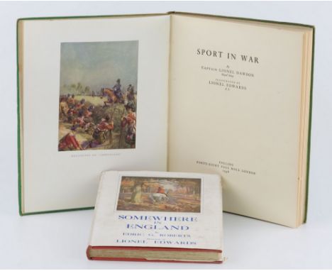 Dawson, Captain Lionel; Edwards, Lionel (illustrator), 'Sport in War', first edition, Collins, London 1936, green cloth board