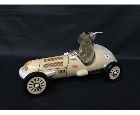 TWO MODERN STEIFF BEARScomprising Flurrie, the swarovski teddy bear and teddy bear with historic Silver Arrow car, each boxed