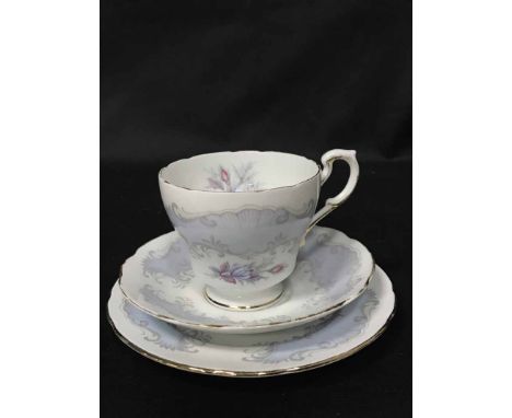 PARAGON PART TEA SERVICE IN 'CONCERTO' PATTERcomprising six trios, milk jug and sandwich plate; along with another part tea s