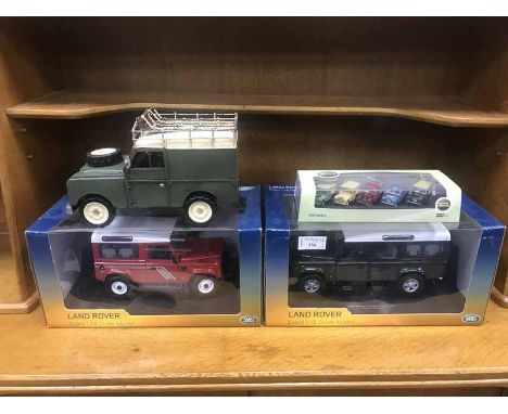 THREE SCALE MODELS OF LAND ROVERS
