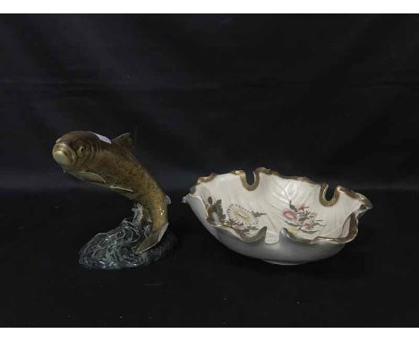 ROYAL WORCESTER COMPOR along with a Beswick trout and two decanters 