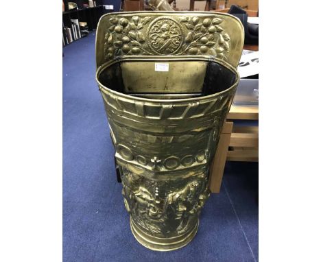 PAIR OF BRASS CANNONSalong with a brass umbrella stand and a chandelier