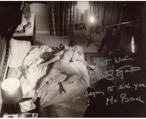 007 Bond girl, lovely 8x10 photo signed by Goldfinger actress Shirley Eaton who has also added her quote from the film "I'm b