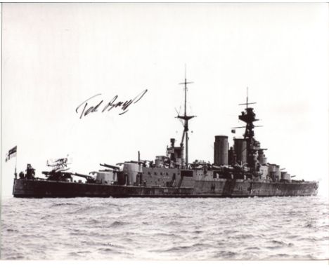 HMS Hood. 8x10 inch photo hand signed by Ted Briggs, who at the time of signing was the last living of only three men to surv