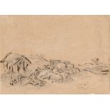 Heinrich Bürkel, Zuschreibung (1802 Pirmasens - 1869 München) Rastende Herde mit schlafendem Hirten